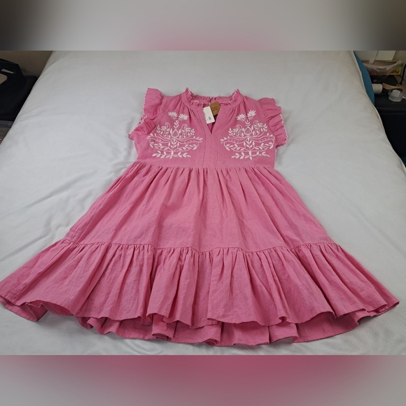 Fate Theadora Dress Pink Embroidered Size L NWT - Picture 9 of 14